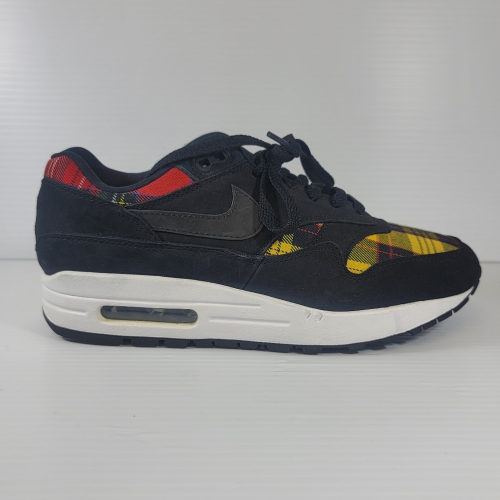 Nike Air Max 1 SE Tartan Women's Sneakers Size 8 Black Plaid Shoes Rare Used - Picture 3 of 11